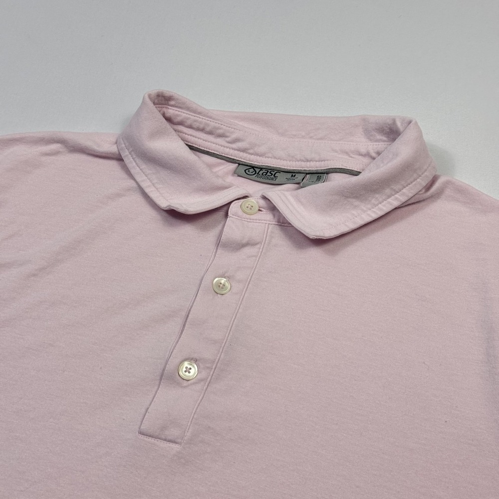 Tasc Performance Polo Shirt Mens Medium Pink Bamboo Luxe Soft Golf Athletic Top